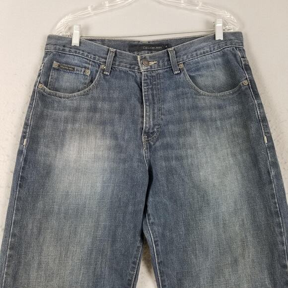 Calvin Klein Jeans Mens 34 Relaxed Straight Fit Distressed Denim 34x30 Jeans - Picture 2 of 16